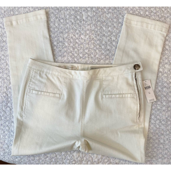 Pilcro Anthropologie High Rise Cropped White Denim Jeans Side Zip Size 30 NWT - Picture 5 of 14